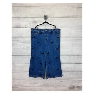 Torrid Plus Size High Rise 3D Bow Vintage Stretch Wide Leg Jeans Size 24 Short